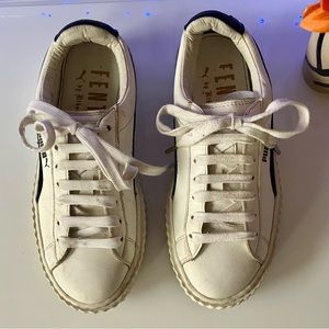 fenty x puma white and black platform sneakers / size 5.5